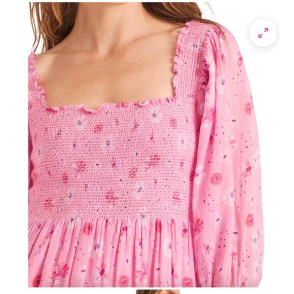 Love Shack Fancy Miri Dress in Coral Blaze Pink Small Womens MIdi Floral - Picture 2 of 8